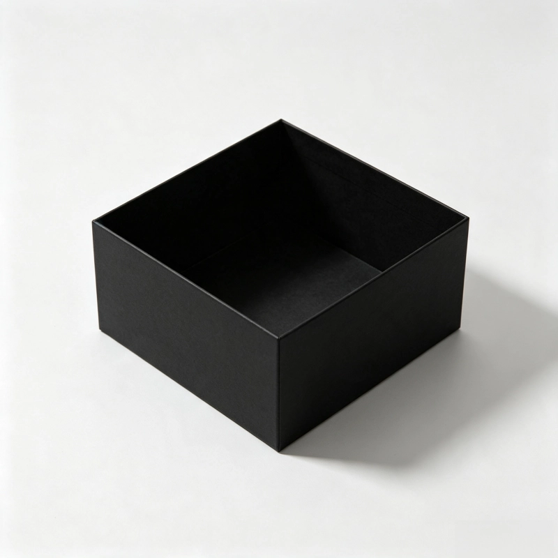 Black paper rigid gift box made of black card stock