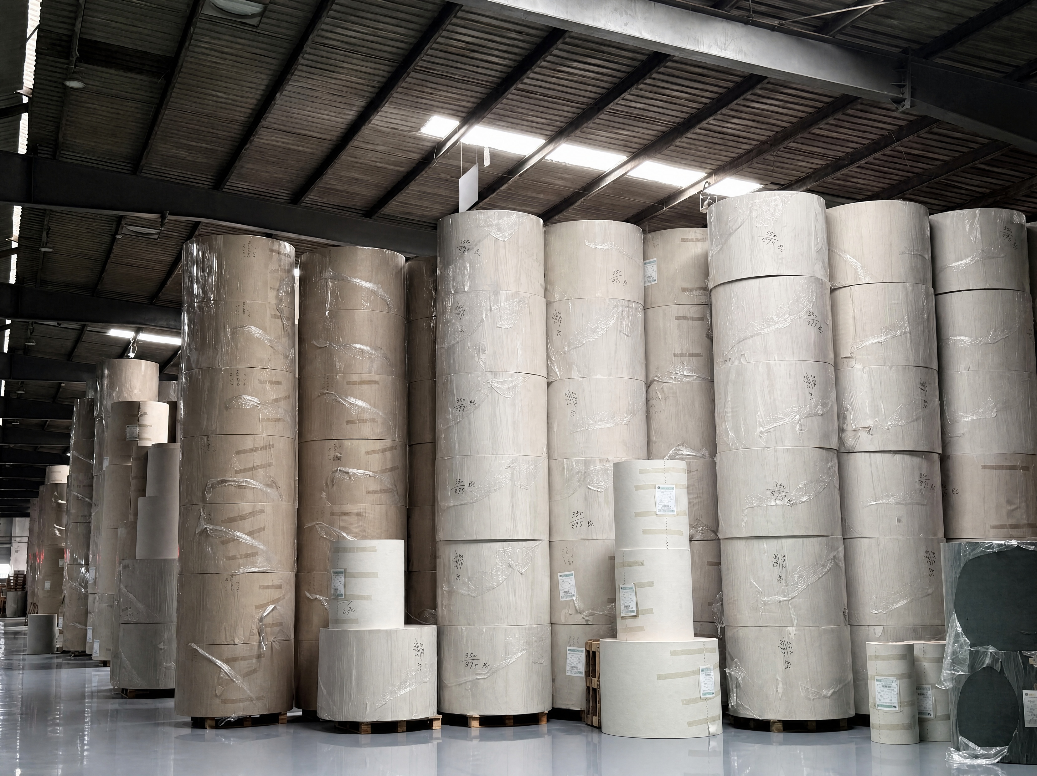 Qifeng Paper warehouse with packed greyboard ready for supply